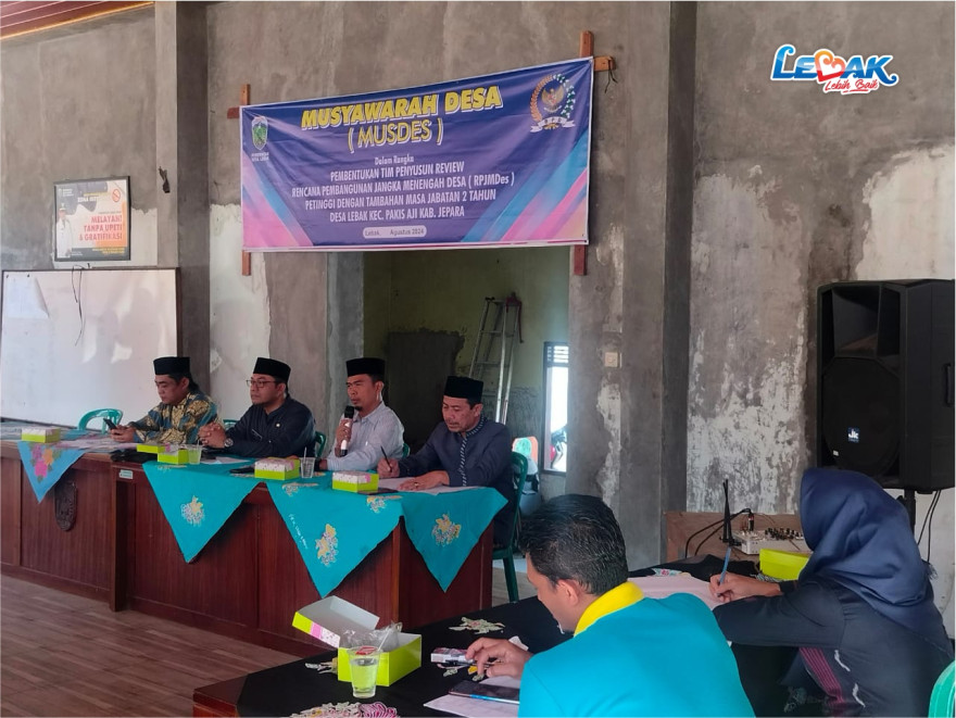 Musyawarah Desa (Mudes) 2024  Desa Lebak Bahas Pembentukan Tim Penyusun Review RPJMDes dengan Tambahan Masa Jabatan 2 Tahun
